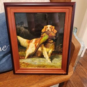 Springer Spaniel with Pheasant Hunting Scene Framed Art 8x10 Grand Millenial